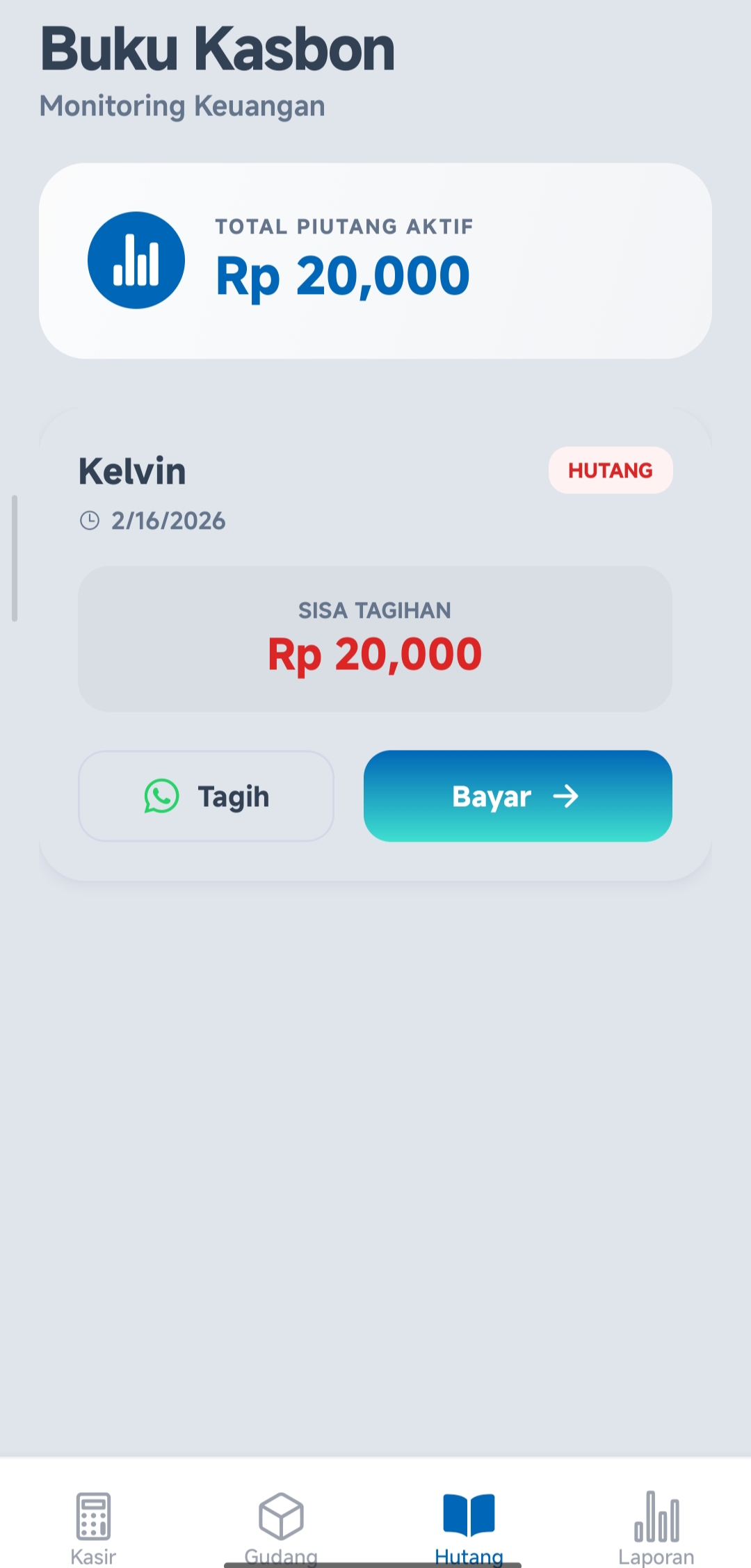 Aplikasi Catat Hutang Piutang Warung